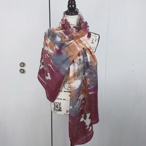 SHAWL SCARF Wrap  Neutrals Burgundy/Gray Semi Sheer Elegant Oversized Stunning!